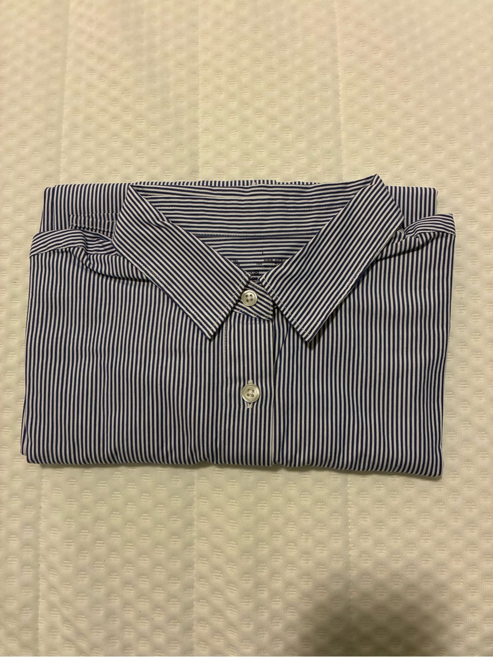 MUJI Blue & White Fine Striped Long Sleeve Shirt – 100% Cotton